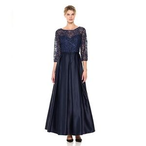 Alex Evenings Navy Lace Ball Gown Party Dress Sz 6